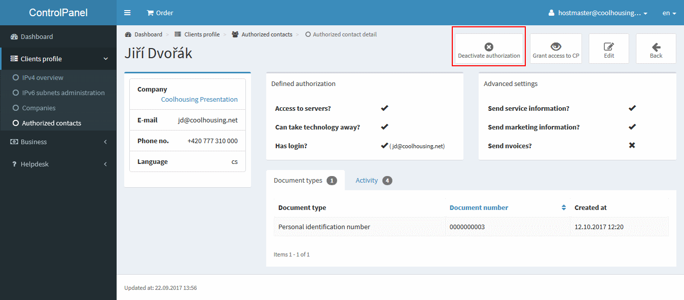 Autorisierten Kontakt löschen